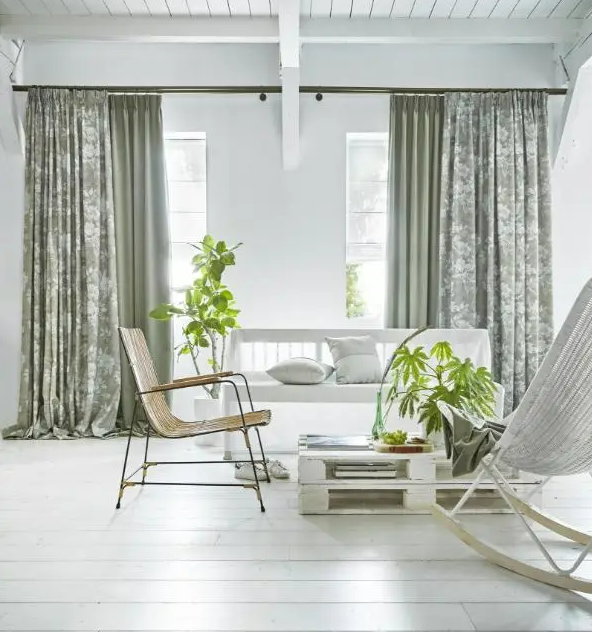 Gordijnen | Scandinavisch interieur | witte houten vloer